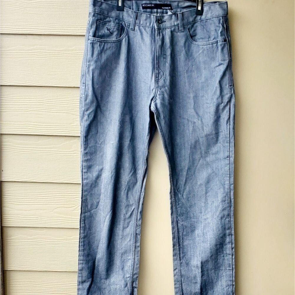 Rocawear Mens Classic Fit Grey Denim Straightleg Jeans